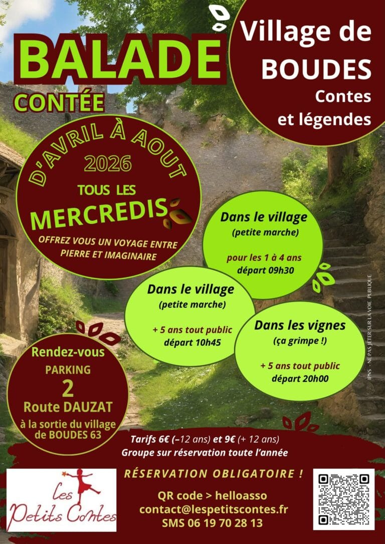 Rappel : Balade Contée à Boudes : tous les mercredis, d’avril à août